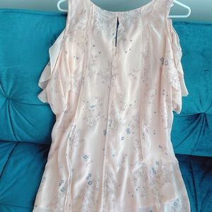 Pink chiffon off shoulder dress